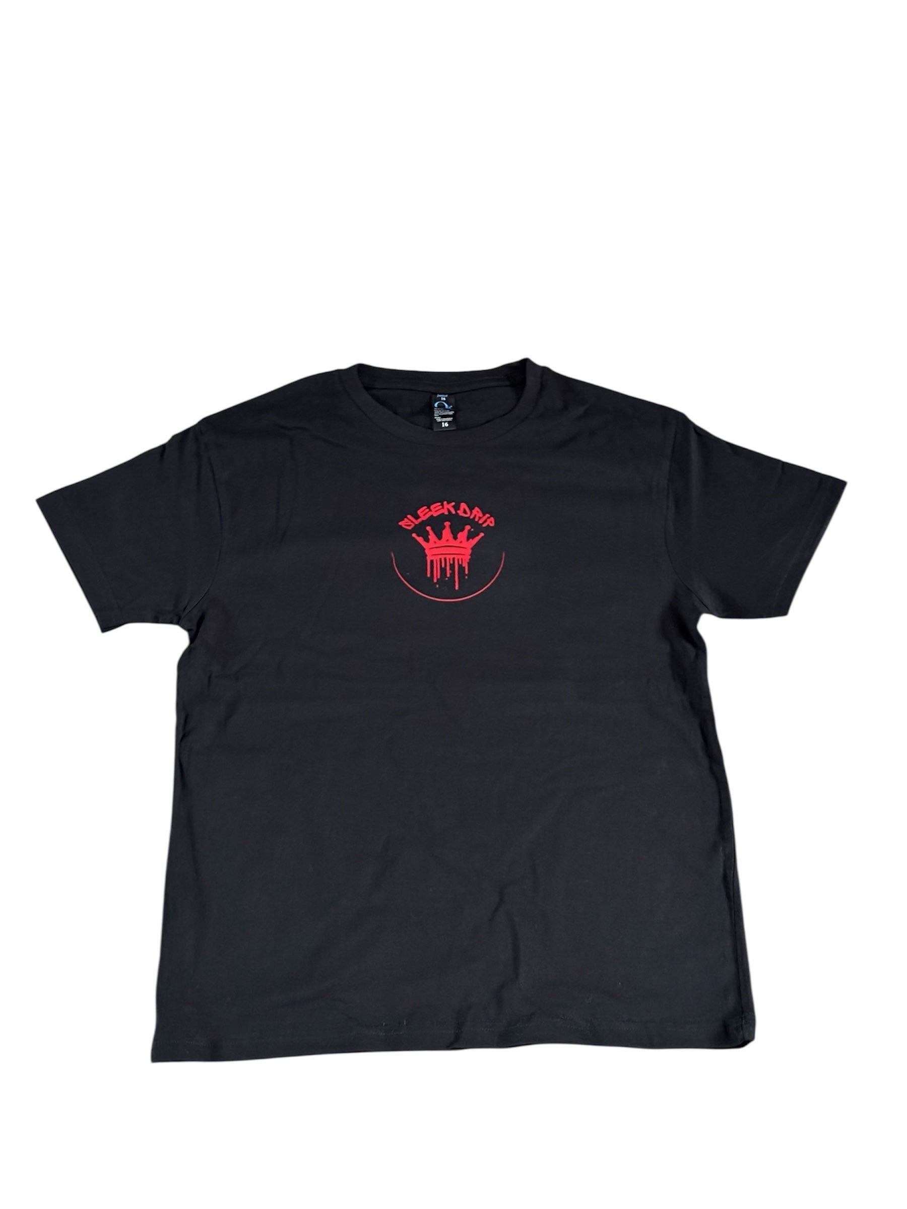Sleek Drip Crown Tee—Black & red kids