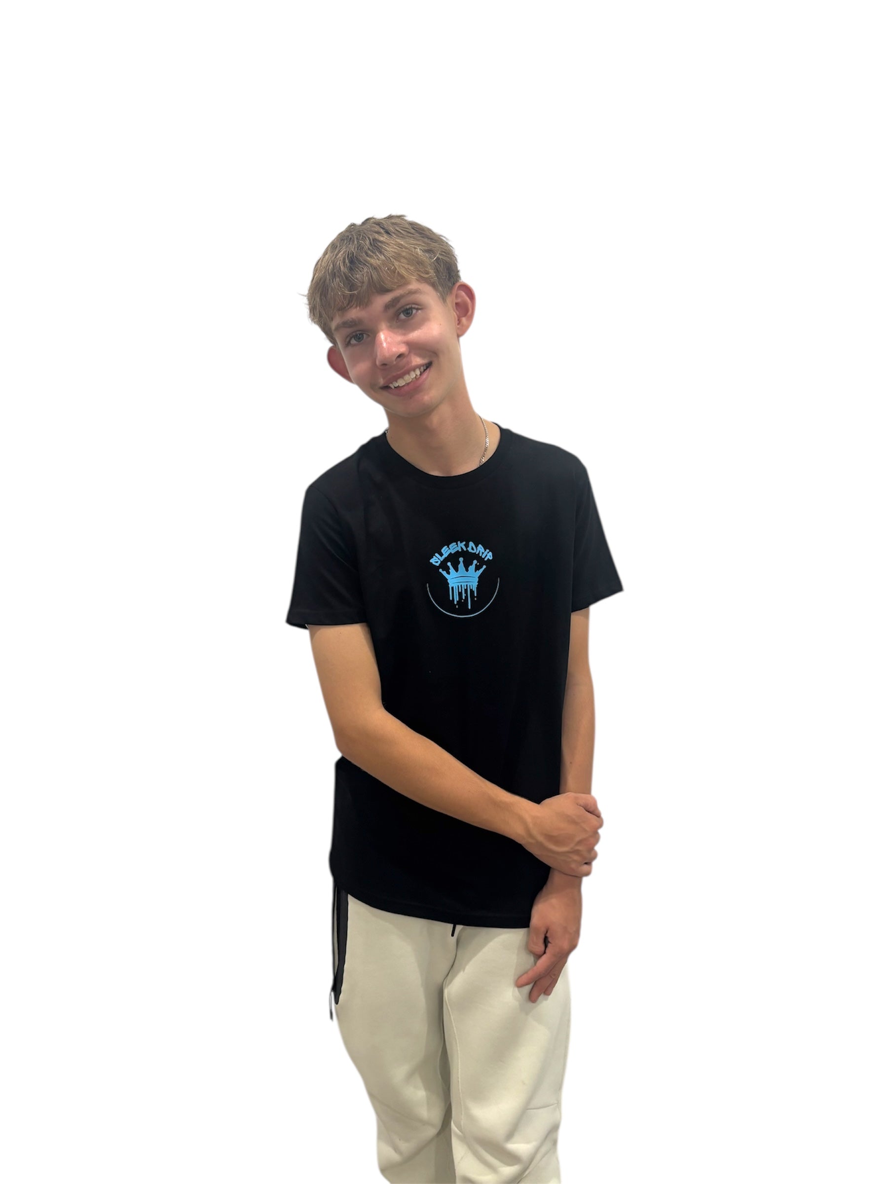 Sleek Drip Crown Tee—Black  Blue kids