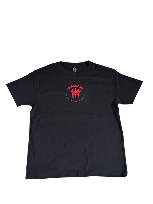 Sleek Drip Crown Tee—Black & red