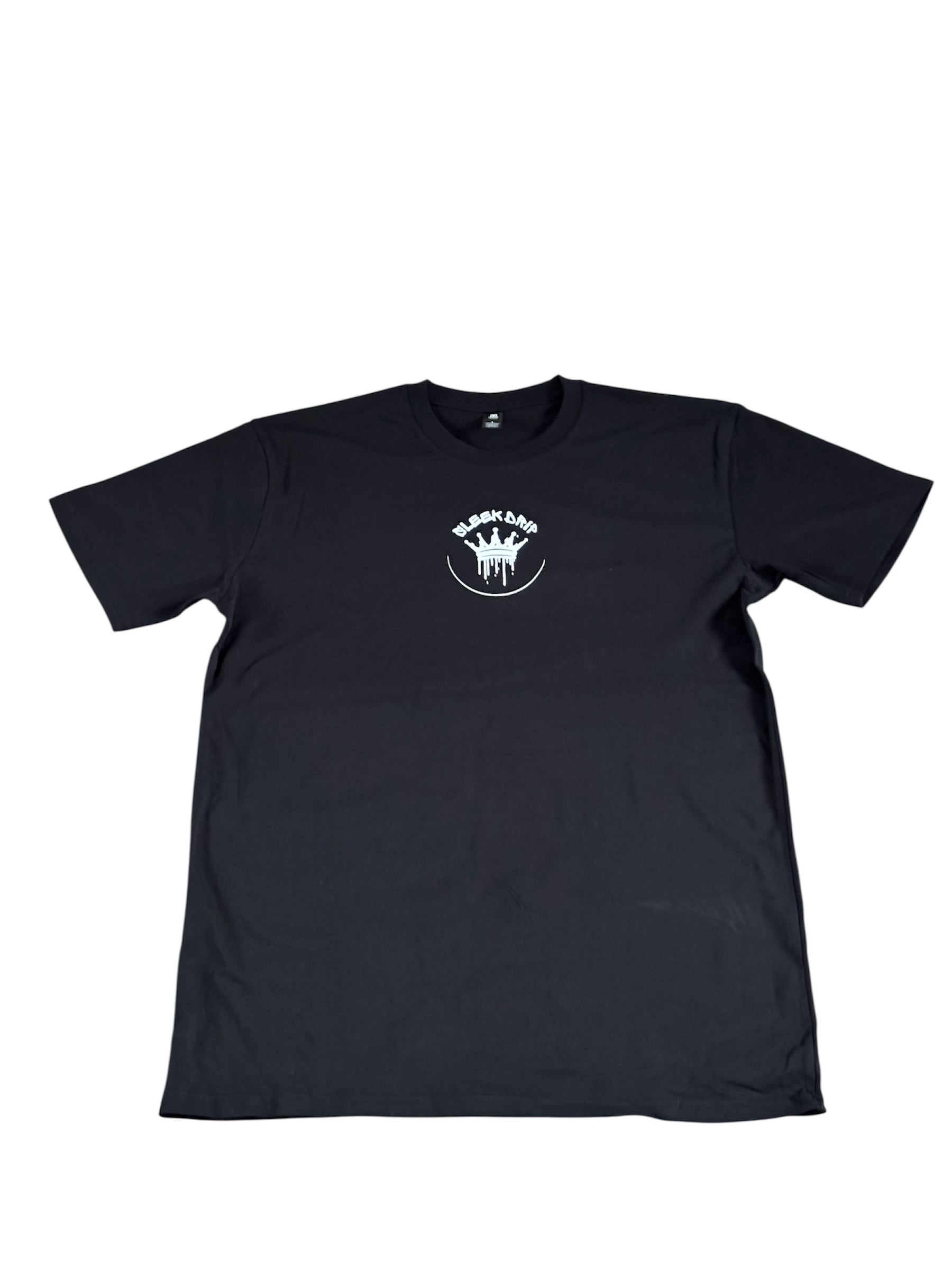 Sleek Drip Crown Tee—Black & white