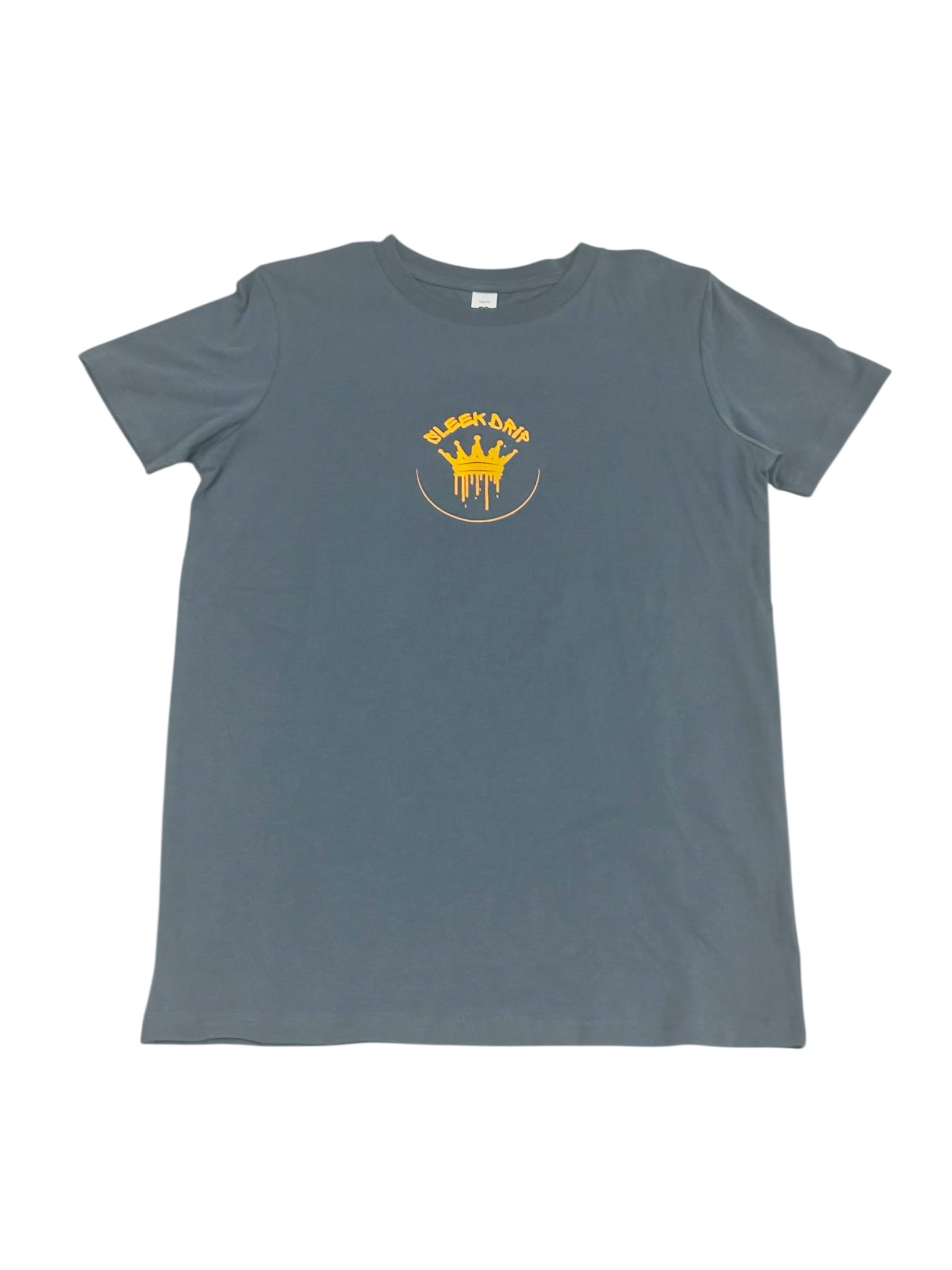 Sleek Drip Crown Tee—sleekgrey & orange